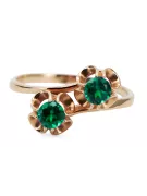 Anneau Artisanat vintage Émeraude Or rose 14 carats vintage d'origine vrc266r